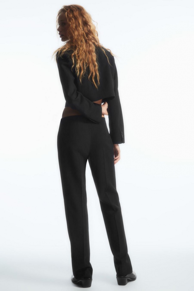 Pantalones COS Low-rise Bootcut Lana-crepe Mujer Negros | 06395GWHT