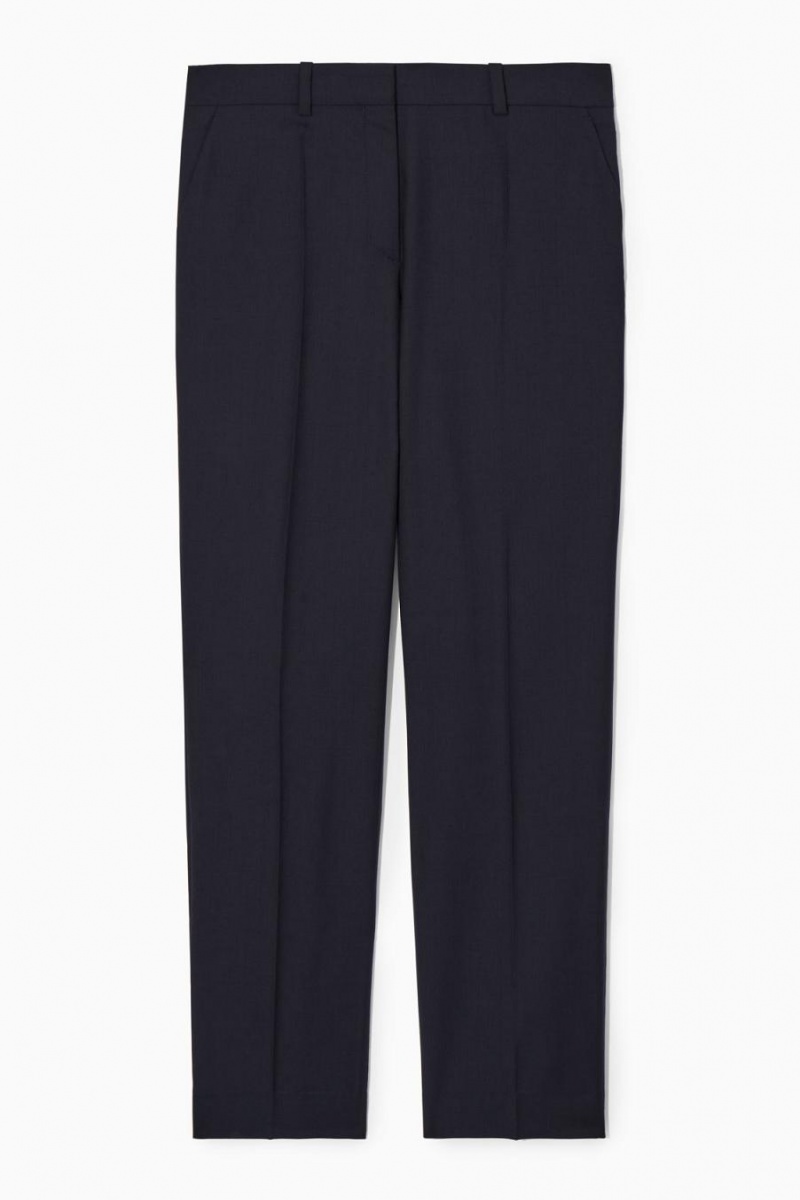 Pantalones COS Low-rise Tailored Lana Mujer Azul Marino | 36409NUEL