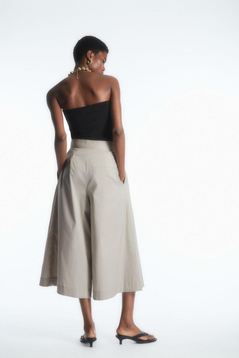 Pantalones COS Plisado Tailored Culottes Mujer Grises | 09154KHZA