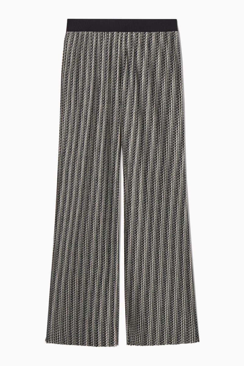 Pantalones COS Plissé Mujer Negros Blancos | 19650KVDA