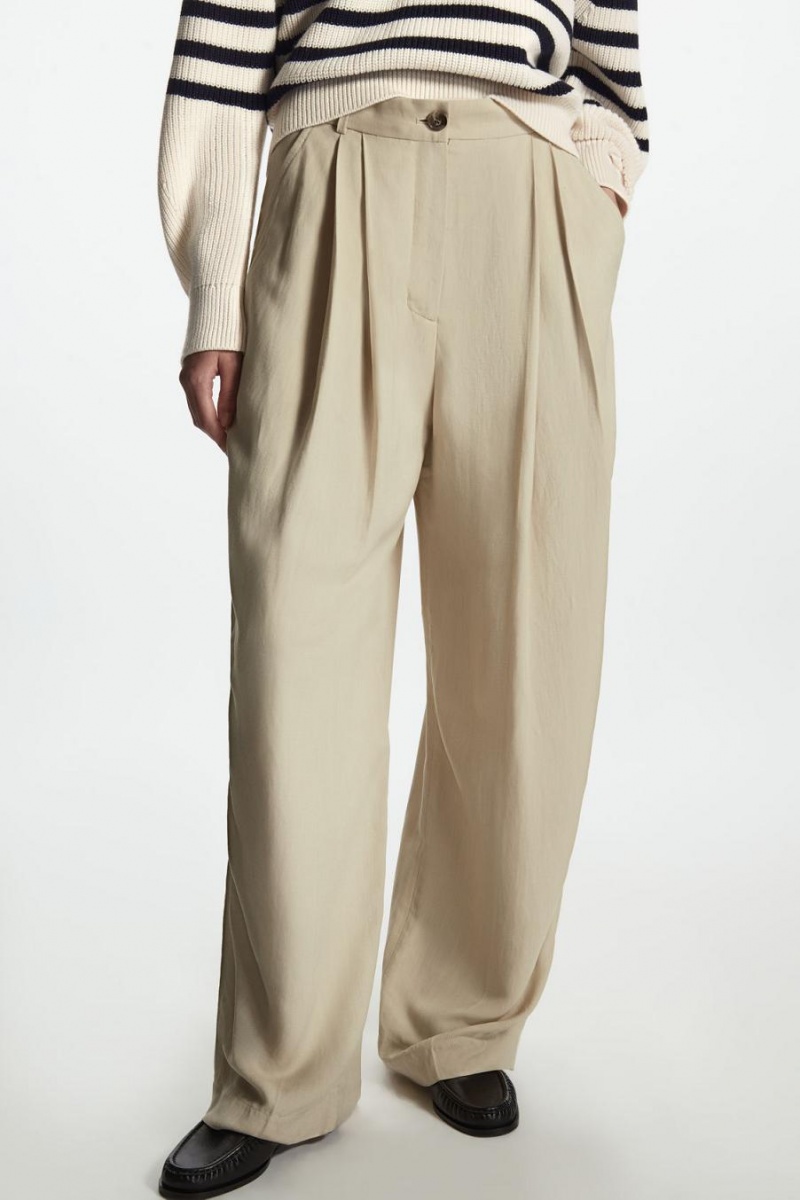 Pantalones COS Relaxed-fit Tailored Mujer Beige Claro | 36802VZTD