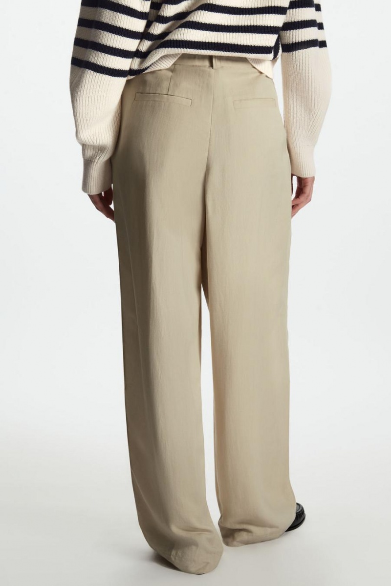 Pantalones COS Relaxed-fit Tailored Mujer Beige Claro | 36802VZTD