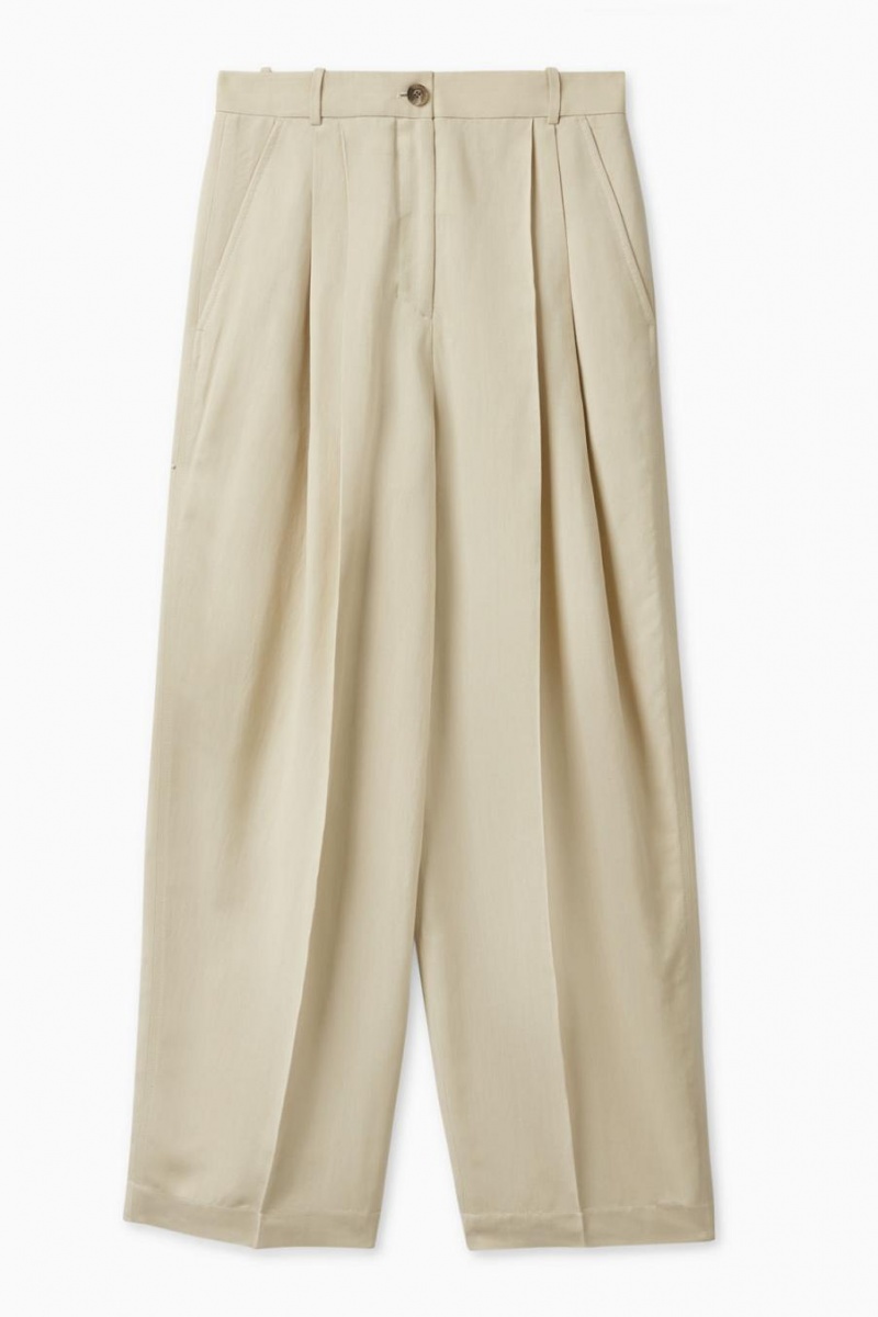 Pantalones COS Relaxed-fit Tailored Mujer Beige Claro | 36802VZTD