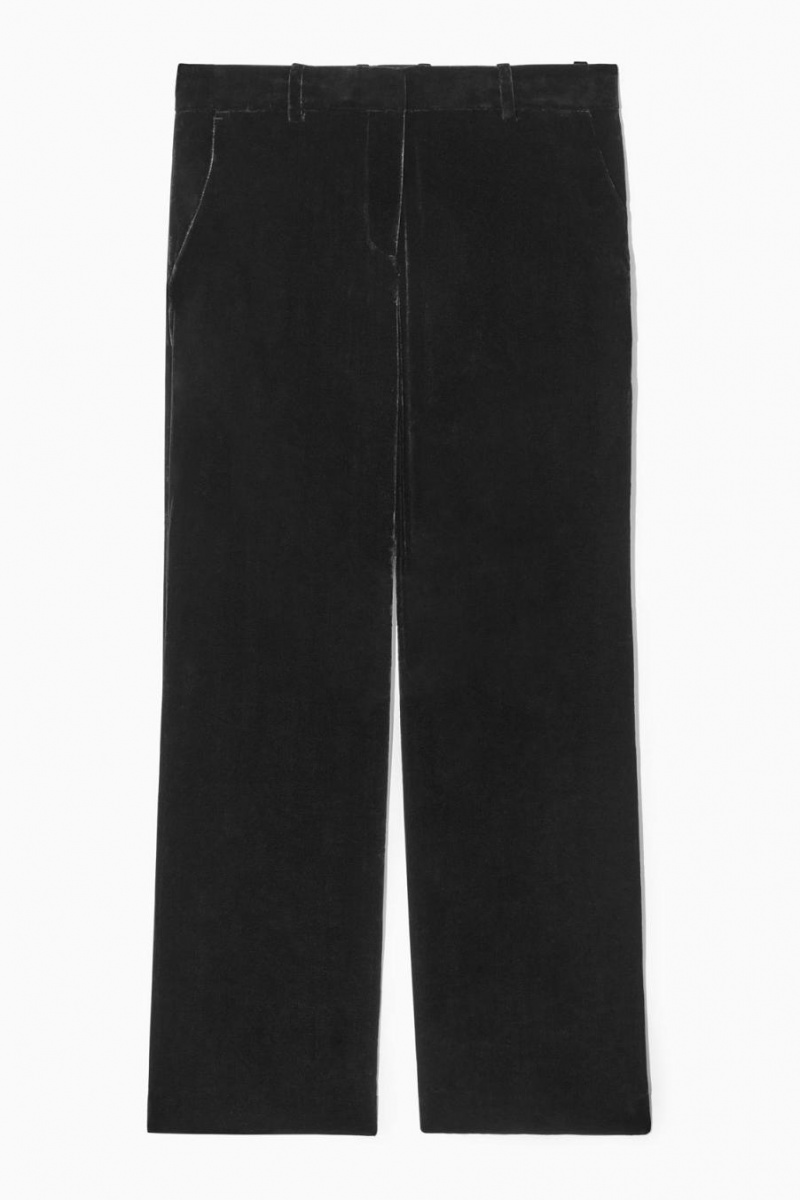 Pantalones COS Silk-blend Velvet Directo-leg Mujer Negros | 26013VNQL