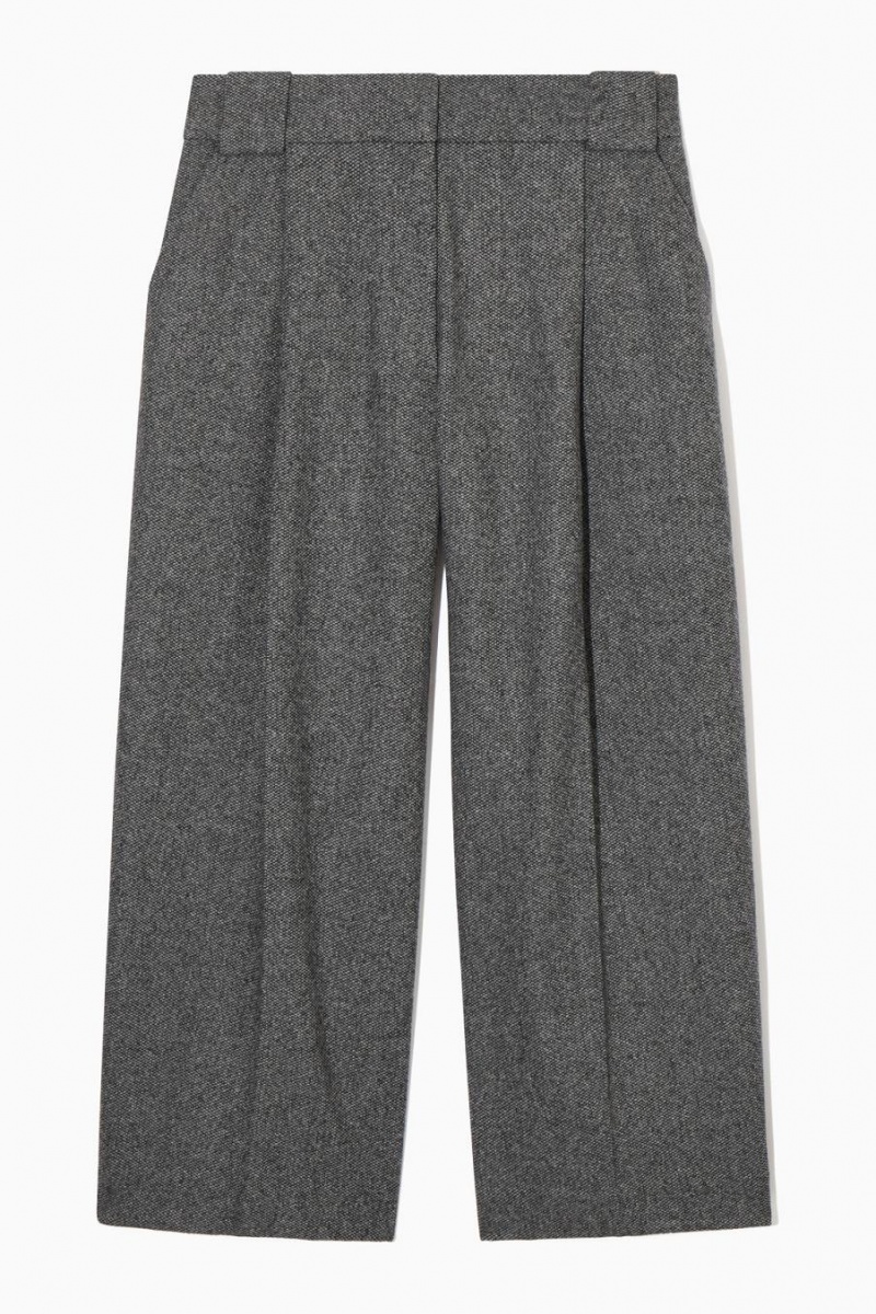 Pantalones COS Tailored Lana-flannel Culottes Mujer Blancos Negros | 30215SRZQ