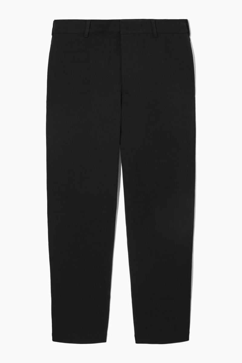 Pantalones COS Tapered Algodon-jersey Hombre Negros | 05481JUHB