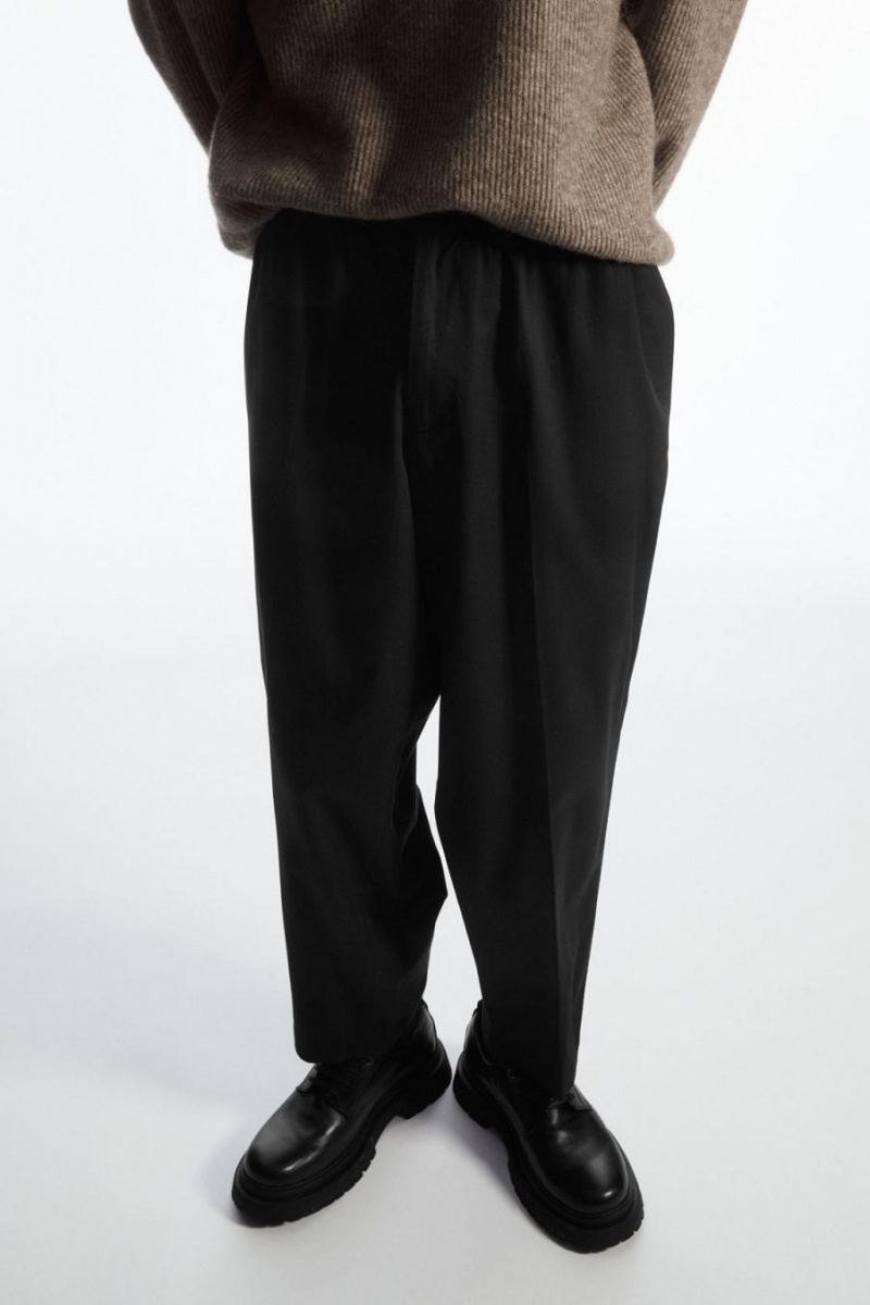 Pantalones COS Tapered Elasticated Hombre Negros | 30416AMZB