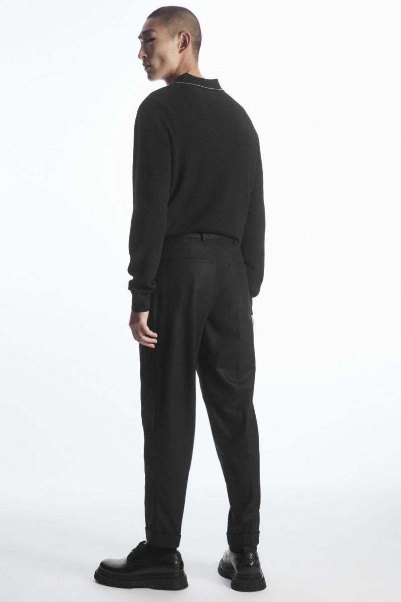 Pantalones COS Tapered Lana Hombre Negros | 31857ZNAH