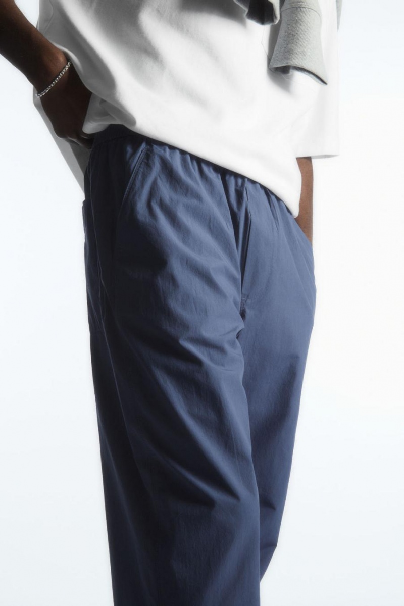 Pantalones COS Tapered Poplin Pull-on Hombre Azules | 97482CNJM