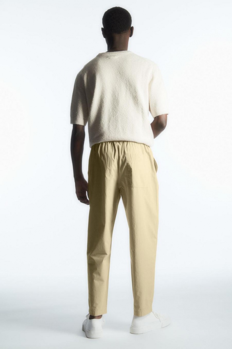 Pantalones COS Tapered Poplin Pull-on Hombre Beige | 75019LWCX