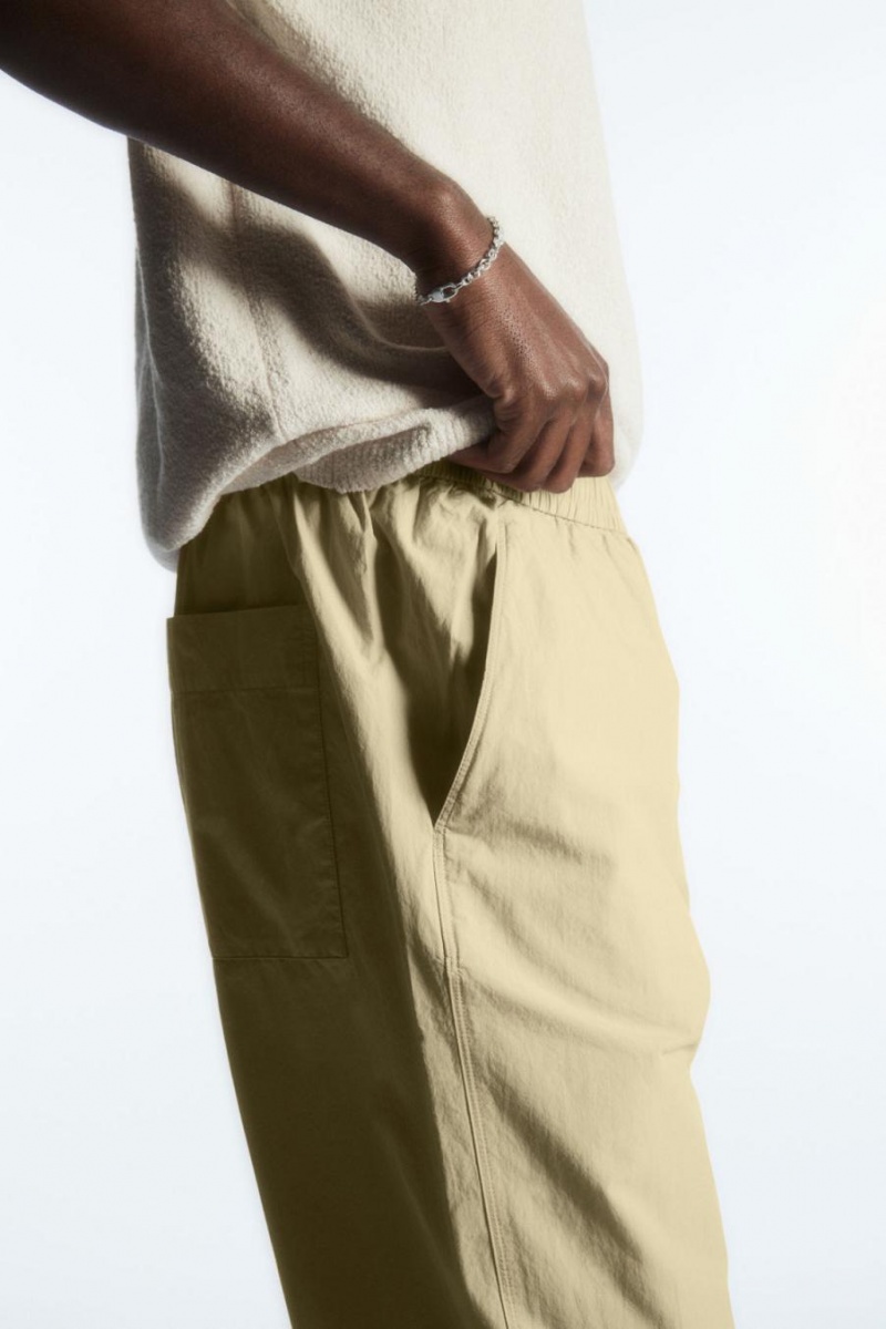 Pantalones COS Tapered Poplin Pull-on Hombre Beige | 75019LWCX