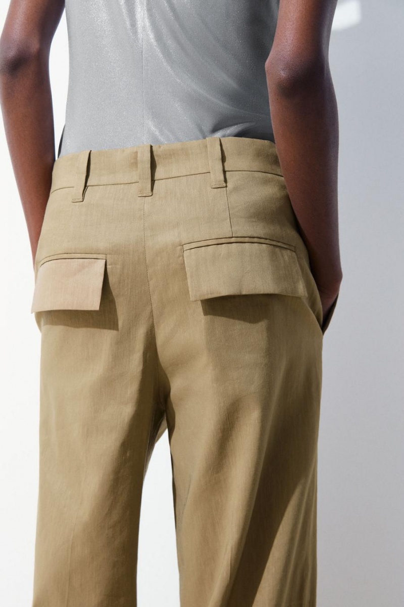 Pantalones COS The Anchos-leg Turn-up Chinos Mujer Beige Oscuro | 41675BOWZ