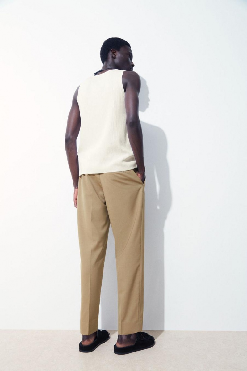 Pantalones COS The Directo-leg Lana Hombre Beige | 17096ZAHX