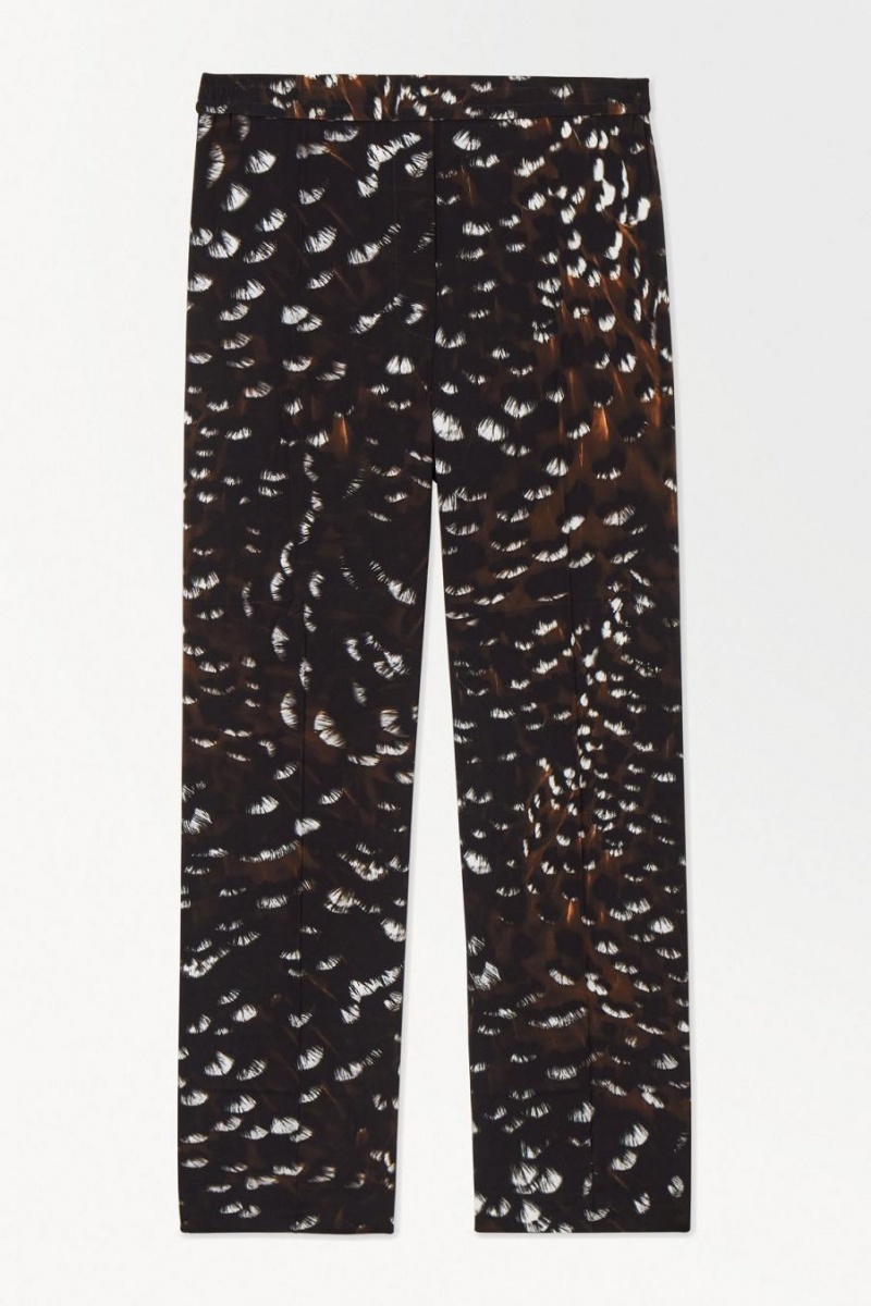 Pantalones COS The Feather-print Silk Mujer Negros | 94760WHLG