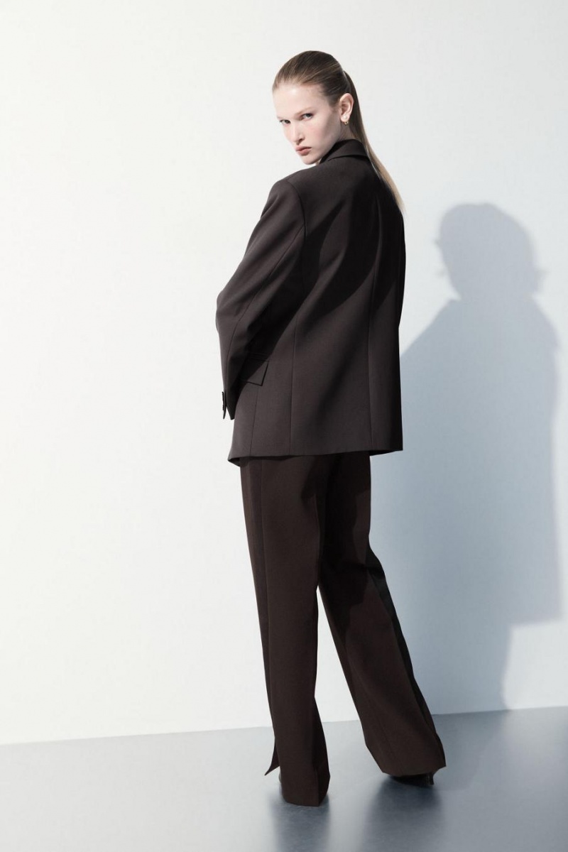 Pantalones COS The Tuxedo-stripe Mujer Marrom Oscuro | 98153AXEJ