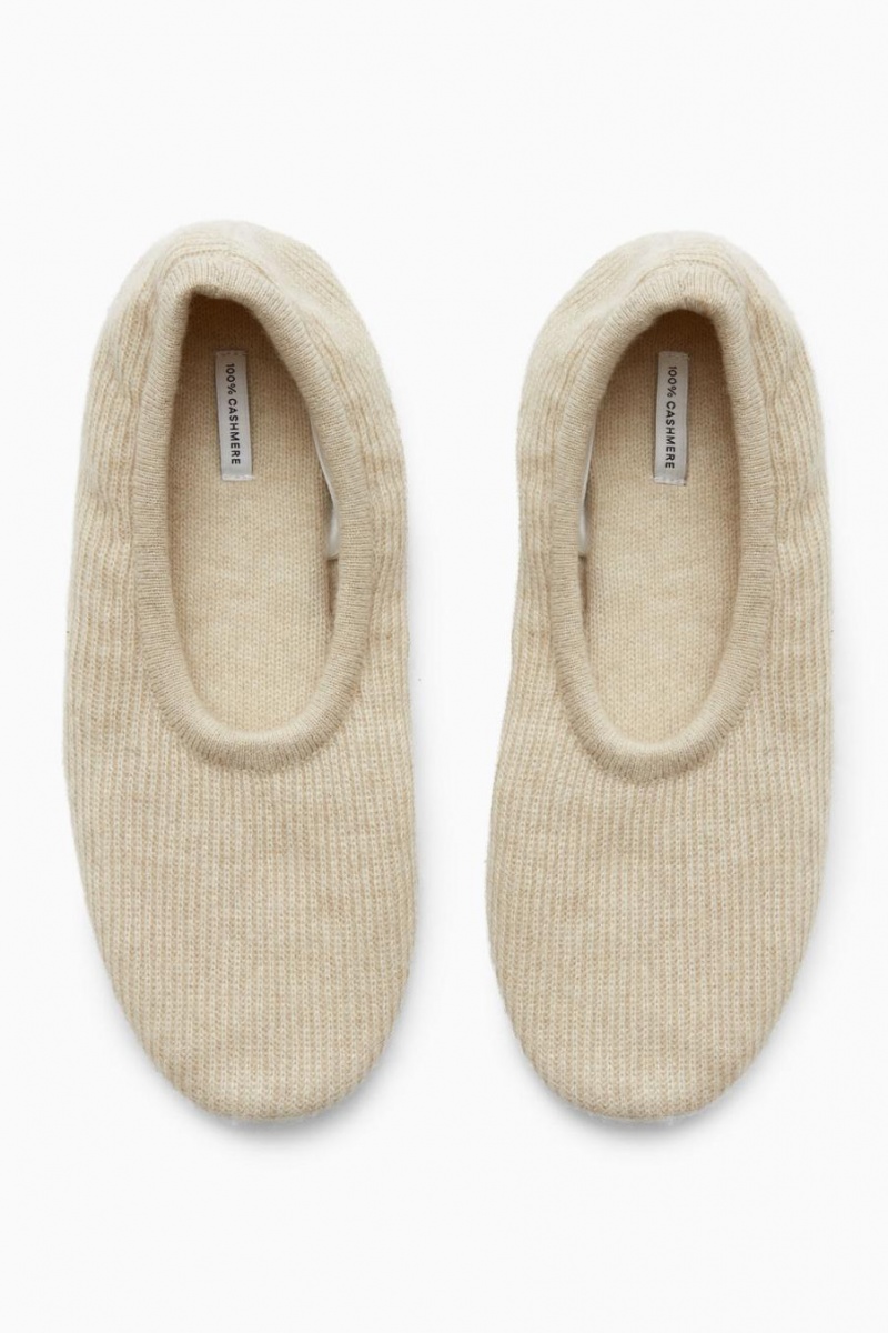 Pantuflas COS Acanalado Cashmere Mujer Blancos | 27065TZGP