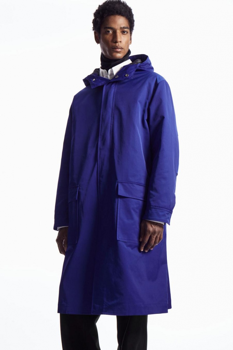 Parka COS Encapuchado Acolchado Hombre Azules Claro | 01824EUDQ