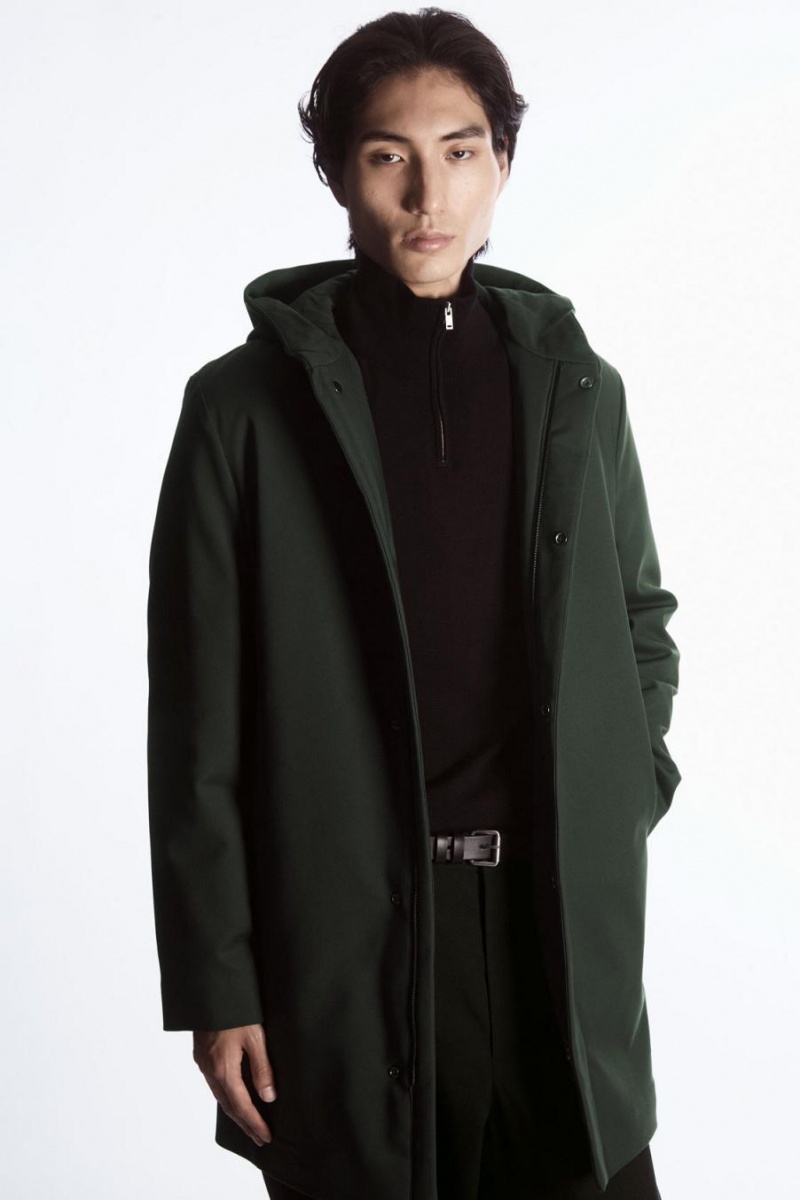 Parka COS Encapuchado Acolchado Hombre Verdes Oscuro | 26074OADH