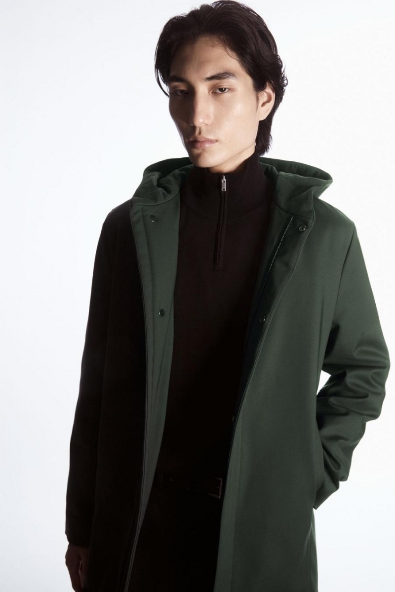 Parka COS Encapuchado Acolchado Hombre Verdes Oscuro | 26074OADH