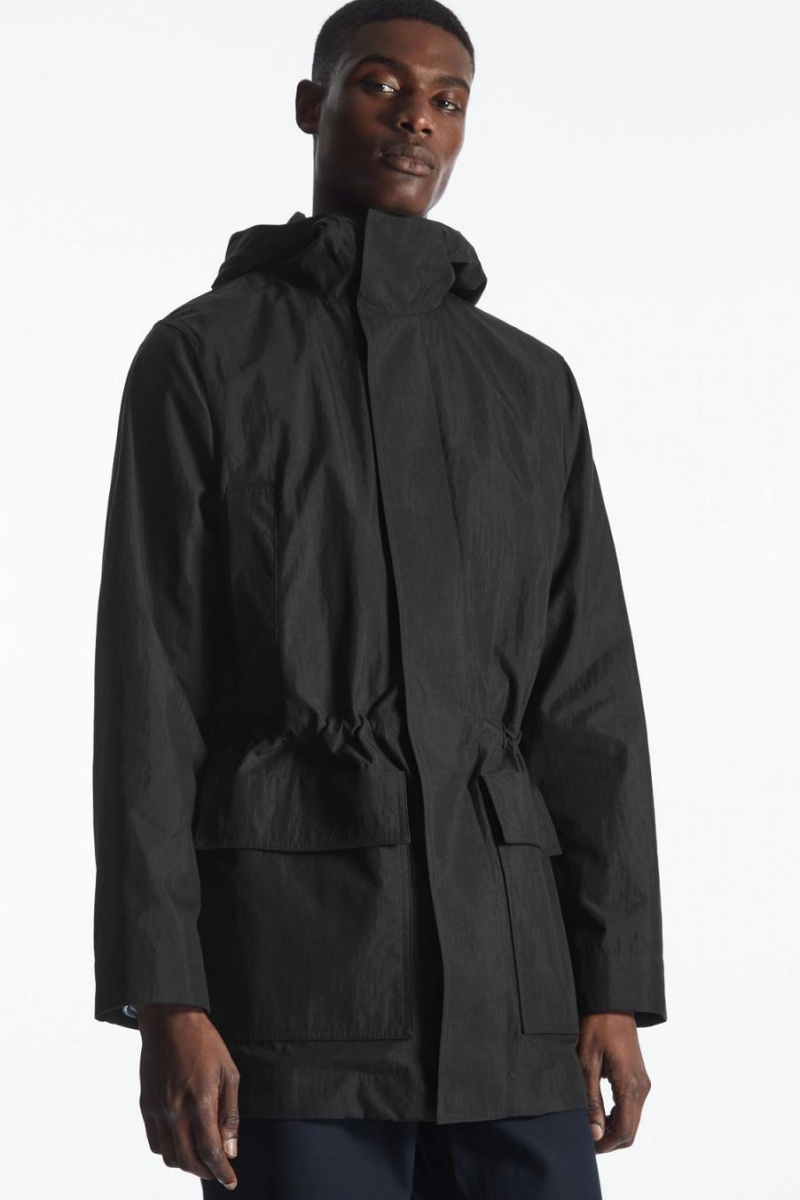 Parka COS Encapuchado Nylon Hombre Negros | 95781MPUF