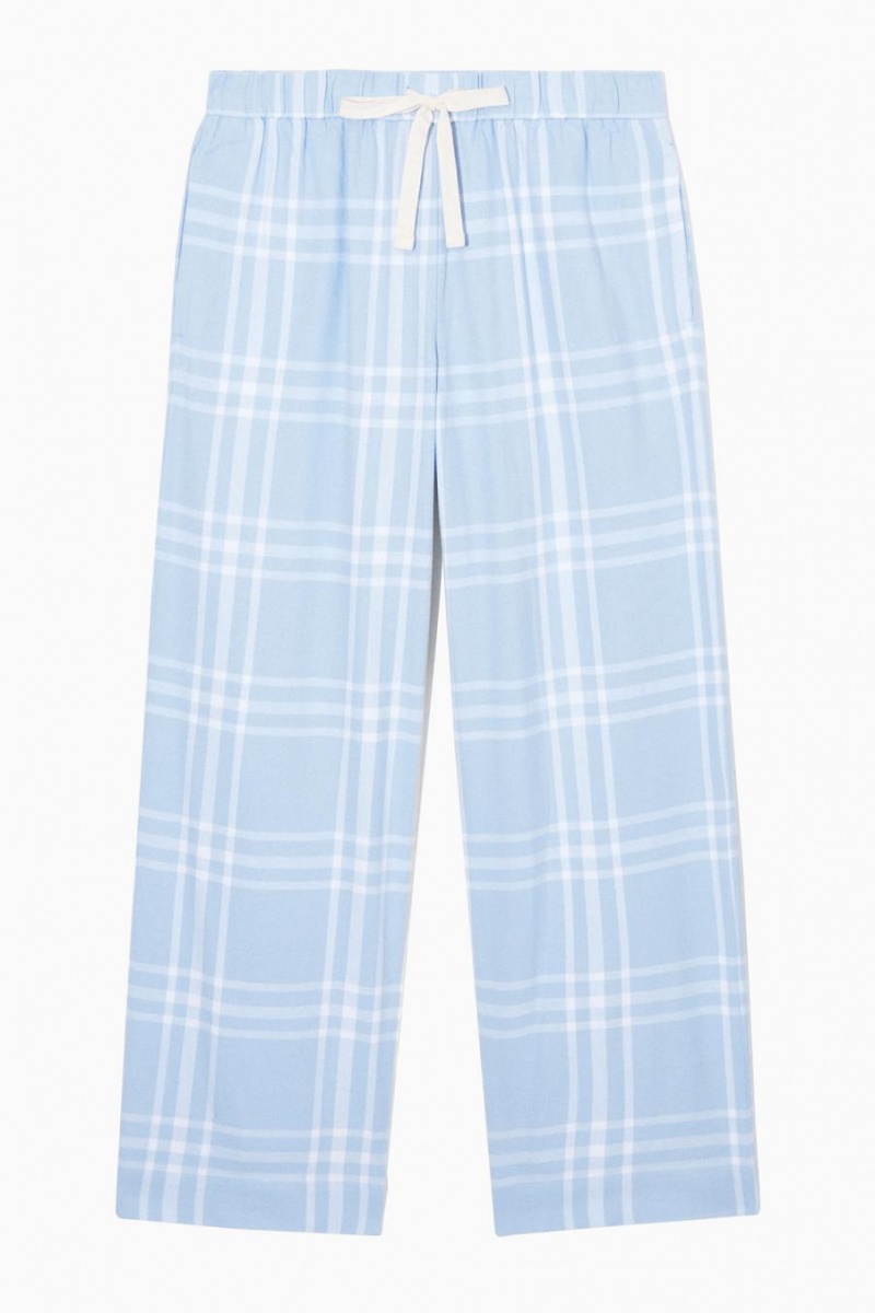 Pijama COS Checked Flannel Set Mujer Azules Claro Blancos | 73265JCMQ