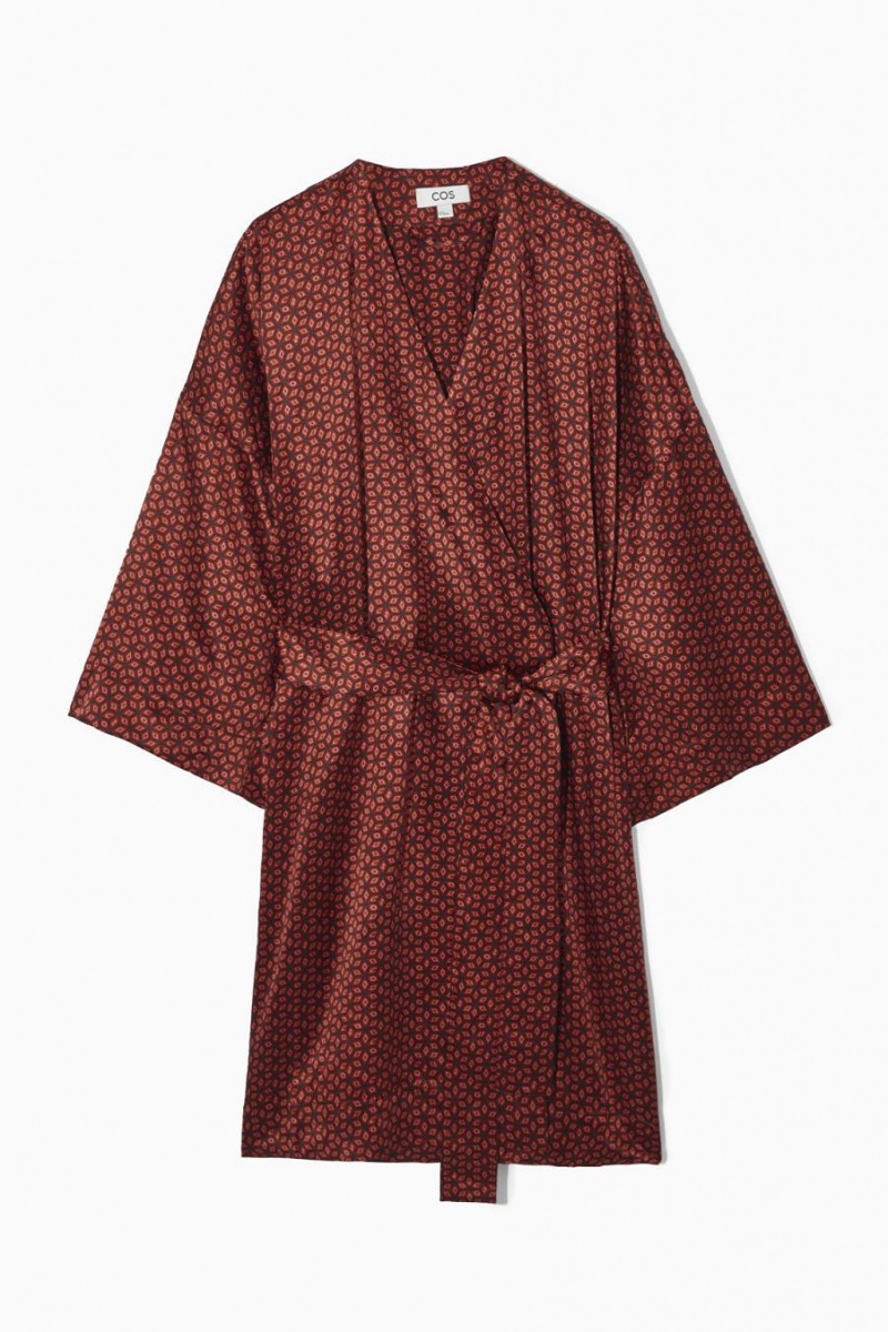 Pijama COS Printed Pure Silk Dressing Gown Mujer Rojos | 64258AWQR