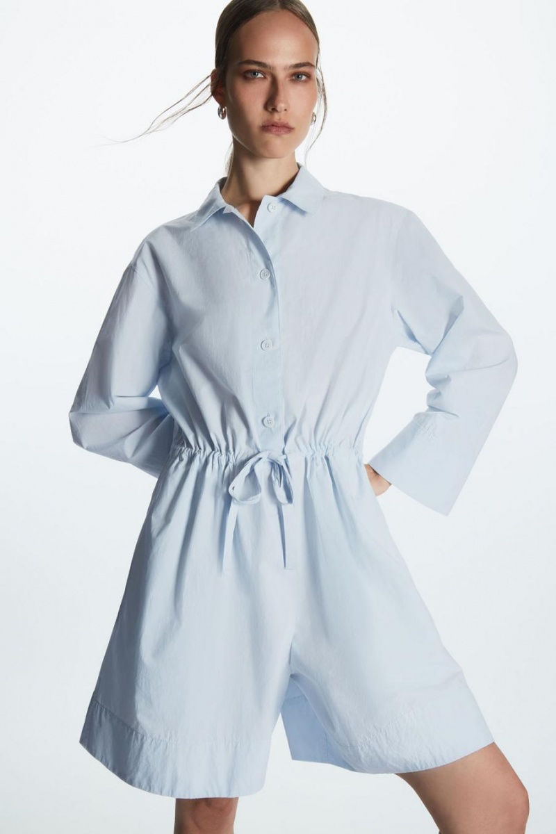 Playsuit COS Long-sleeved Poplin Mujer Azules Claro | 28517GILD