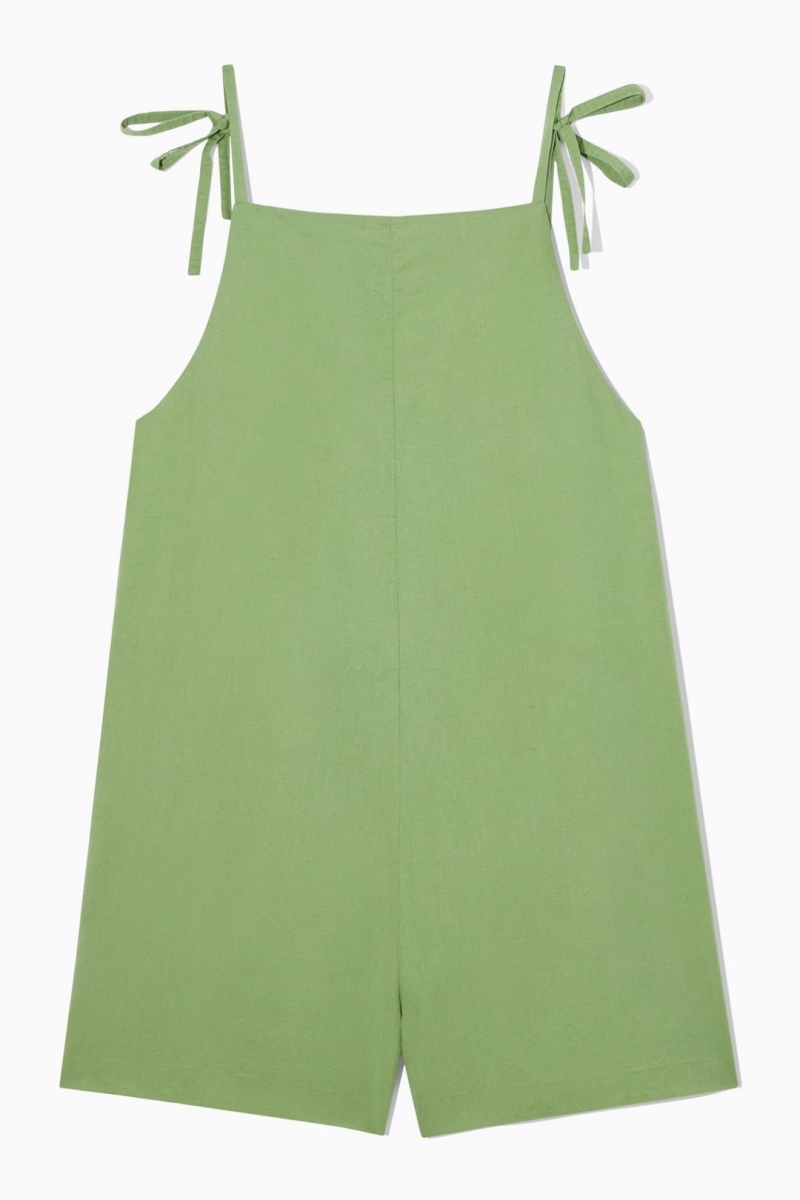 Playsuit COS Square-neck Linen Mujer Verde Oliva Verdes | 54801EPLA