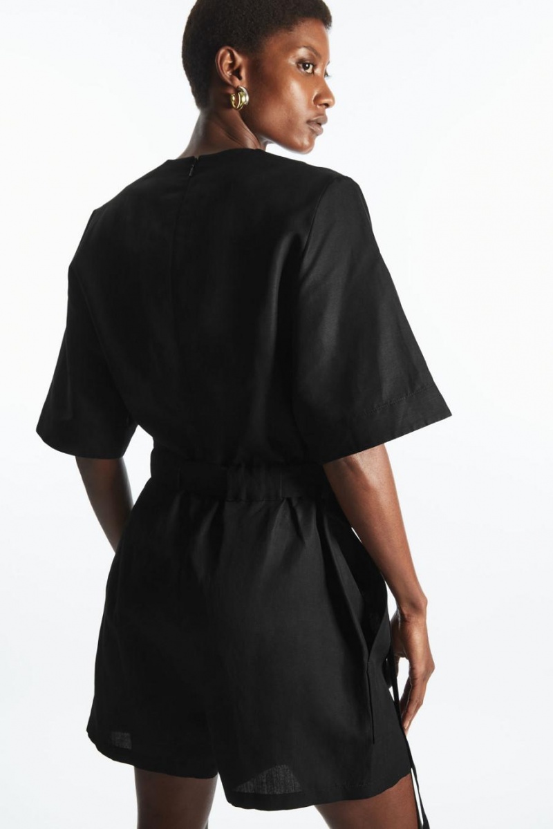 Playsuit COS V-neck Belted Mujer Negros | 20417TLIP