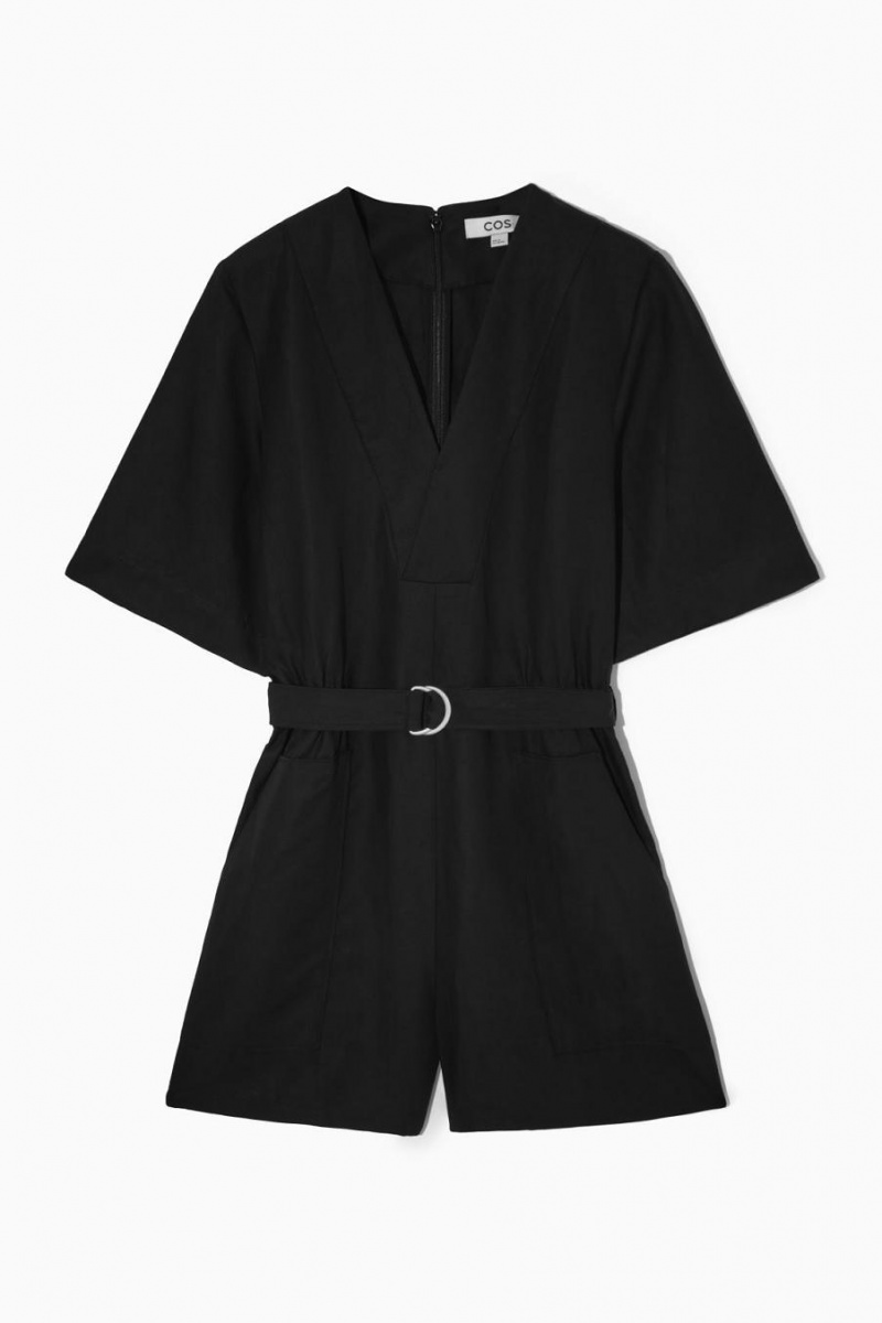 Playsuit COS V-neck Belted Mujer Negros | 20417TLIP