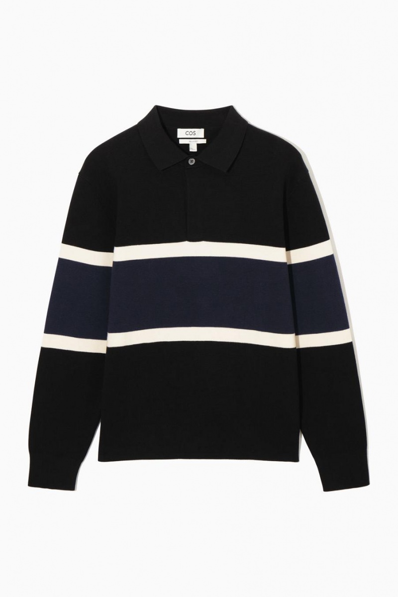 Polo COS A Rayas Hombre Negros | 23960RWOE