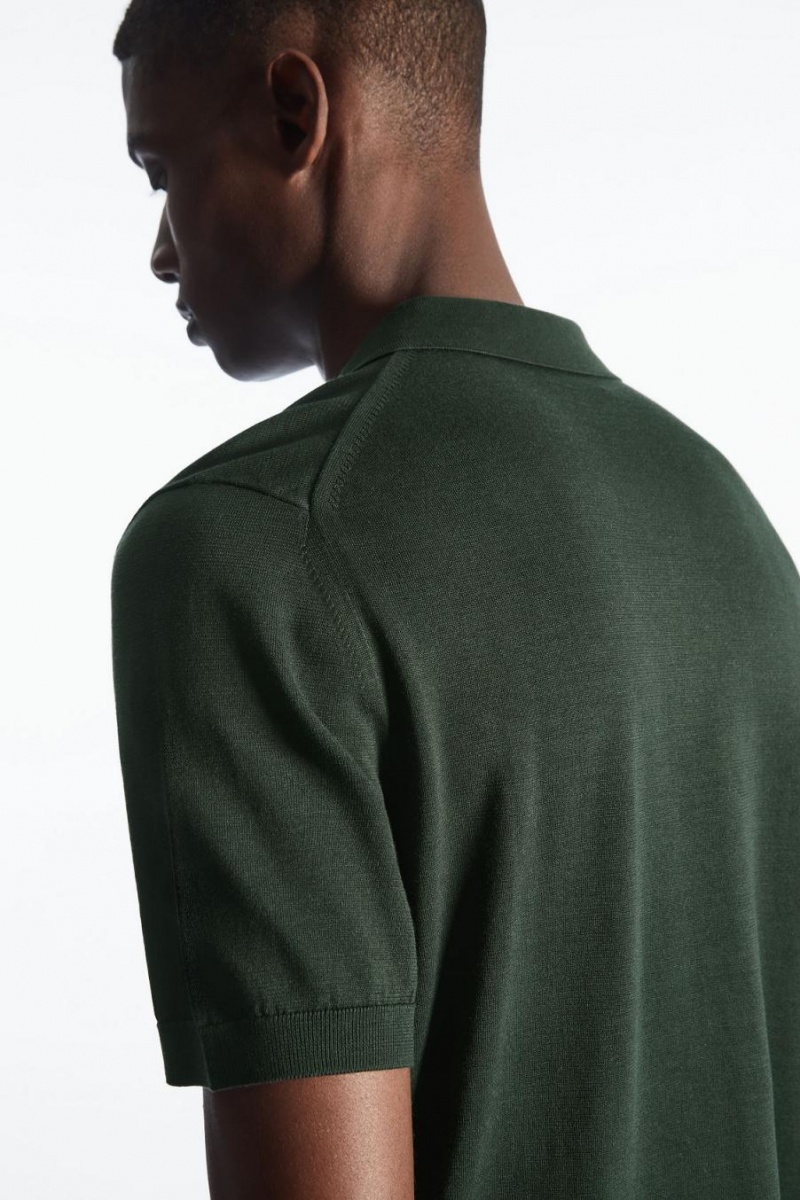 Polo COS De Punto Silk Hombre Verdes Oscuro | 08679XQJF