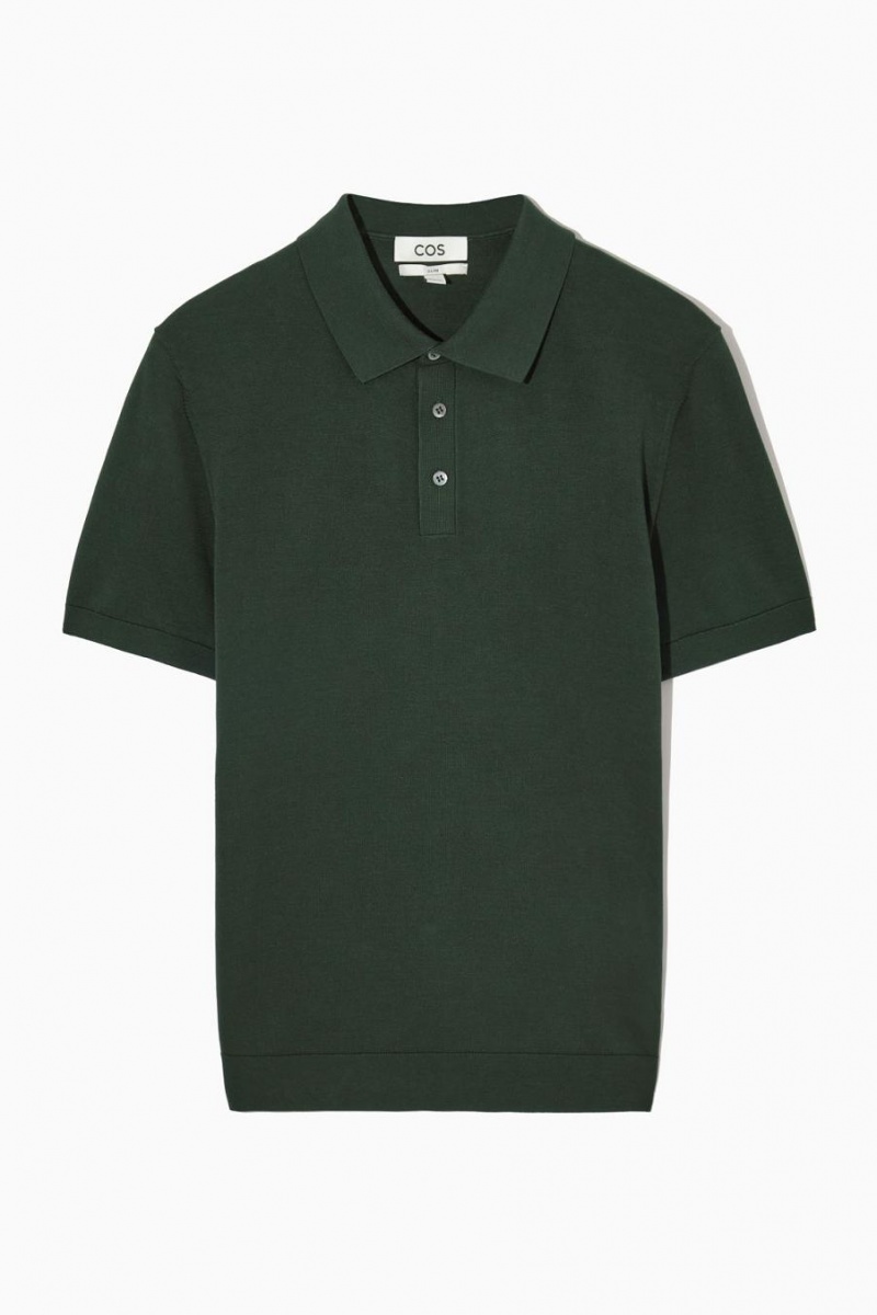 Polo COS De Punto Silk Hombre Verdes Oscuro | 08679XQJF