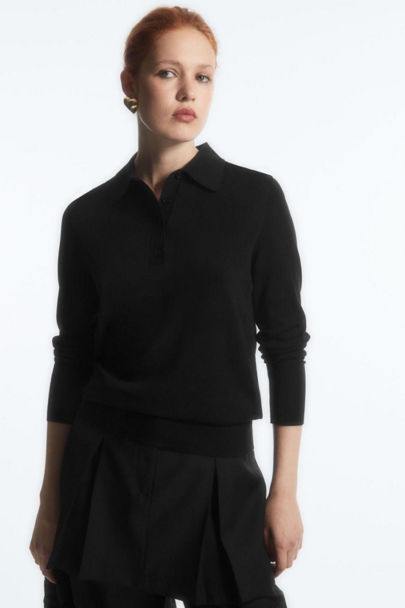 Polo COS De Punto Silk-blend Mujer Negros | 71834JUMY