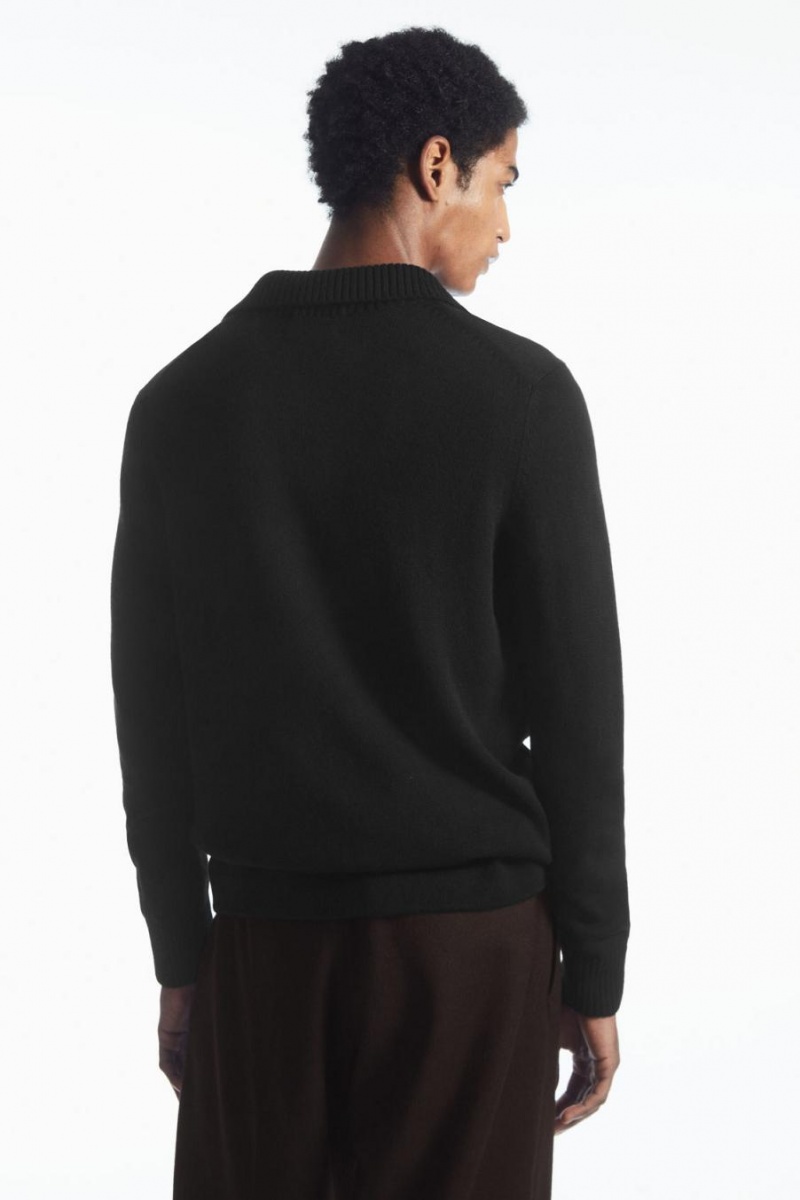 Polo COS Lana And Cashmere Hombre Negros | 47038ISER