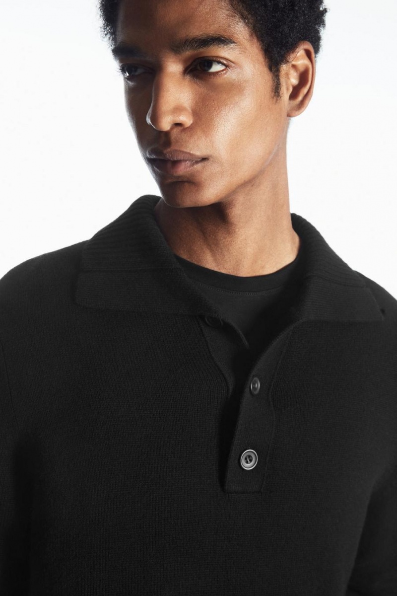 Polo COS Lana And Cashmere Hombre Negros | 47038ISER