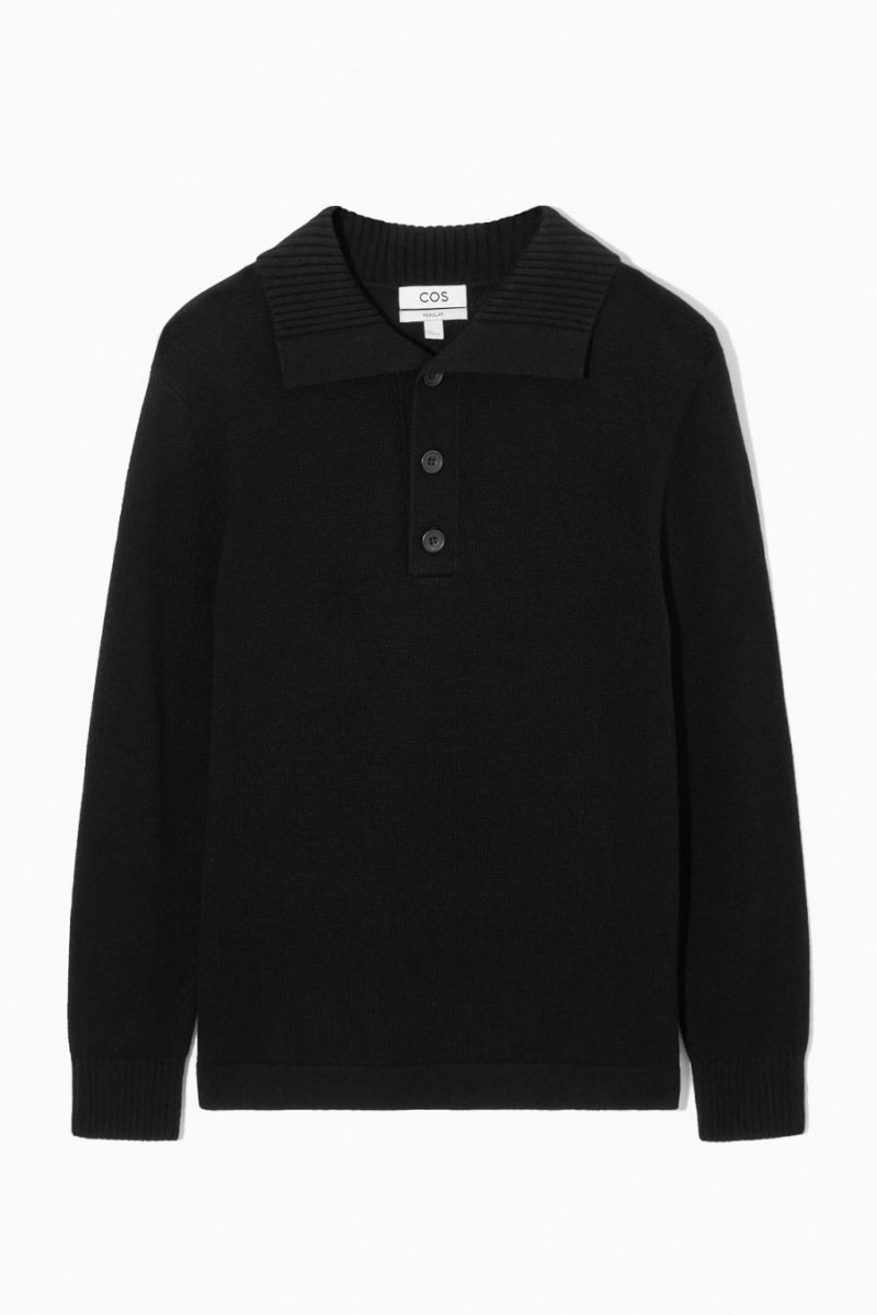 Polo COS Lana And Cashmere Hombre Negros | 47038ISER