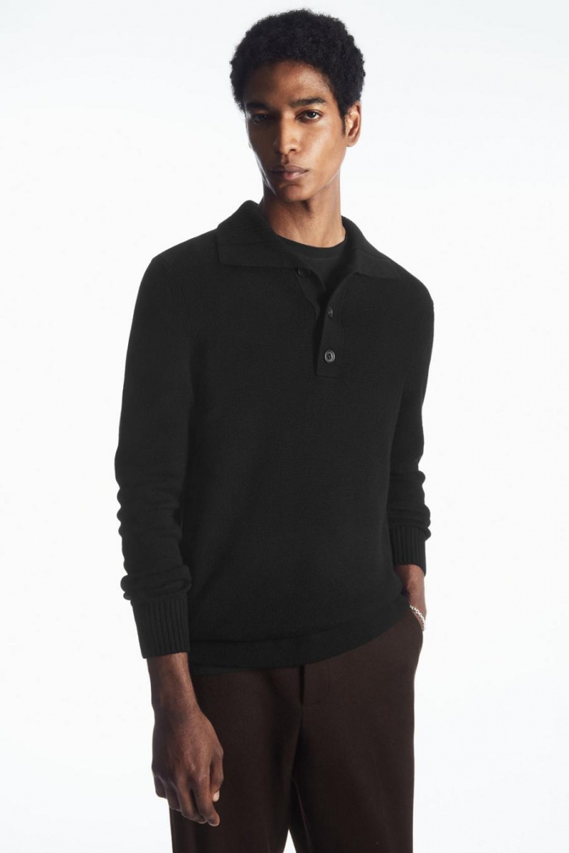 Polo COS Lana And Cashmere Hombre Negros | 47038ISER