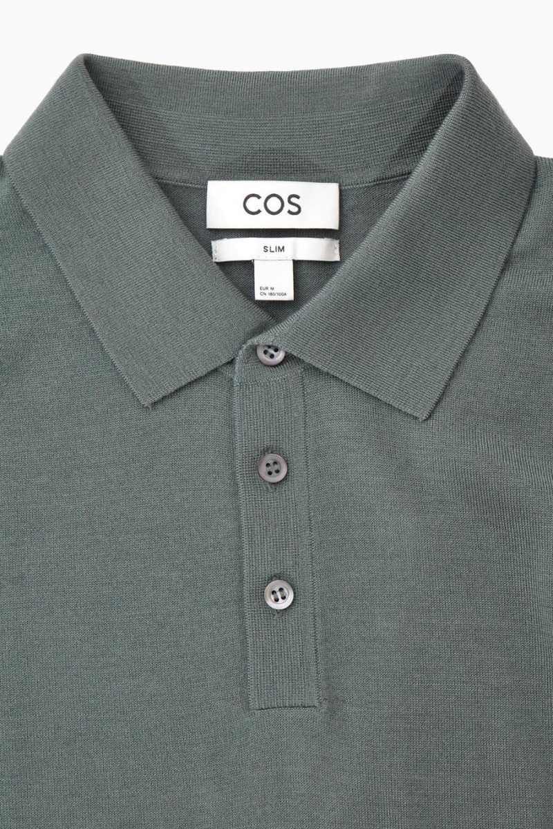 Polo COS Merino Lana Hombre Verdes | 43567FTGZ