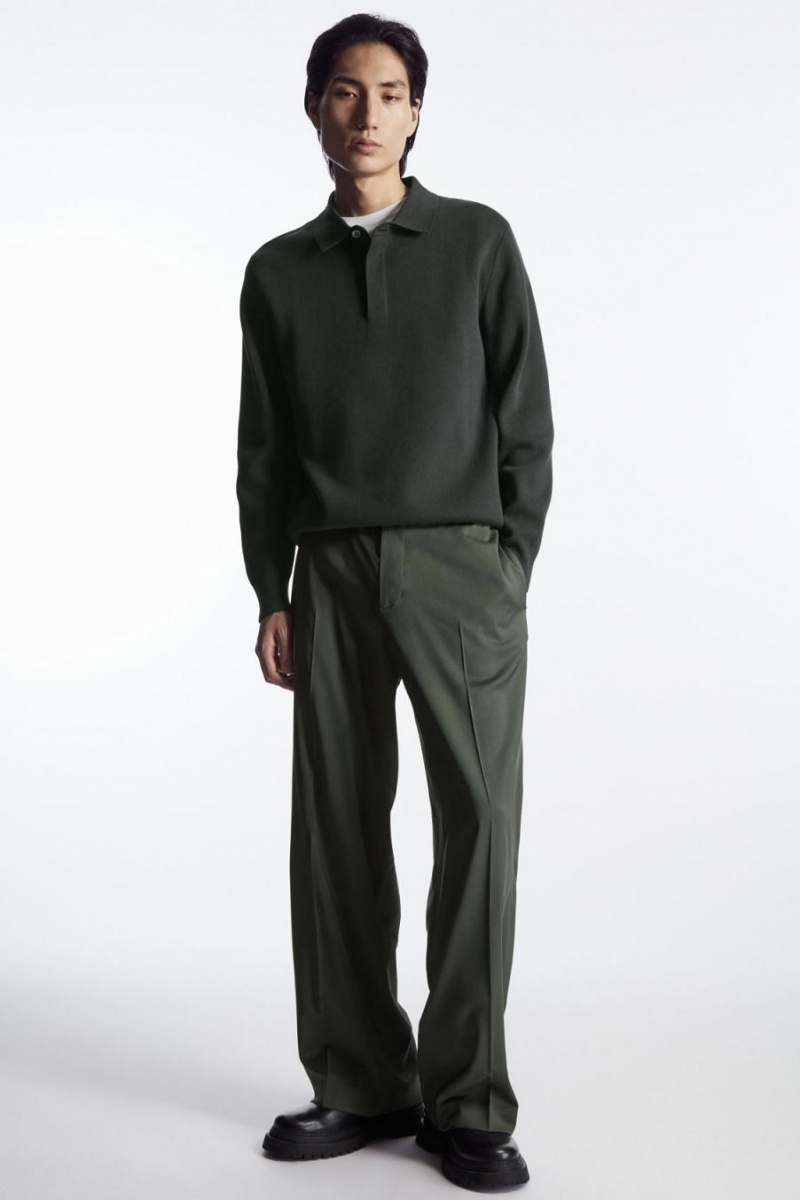 Polo COS Minimal De Punto Hombre Verdes Oscuro | 67310RPXG