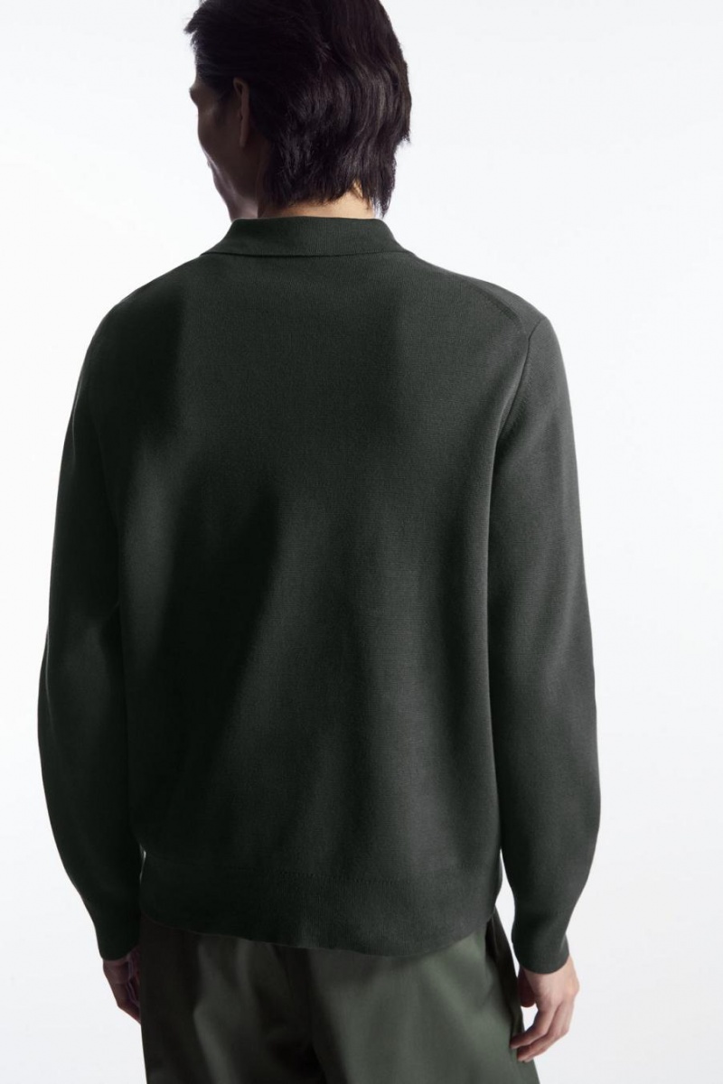 Polo COS Minimal De Punto Hombre Verdes Oscuro | 67310RPXG