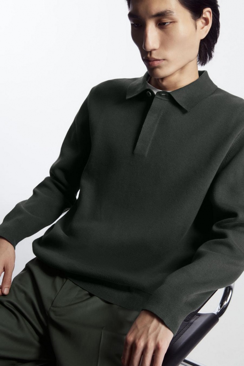 Polo COS Minimal De Punto Hombre Verdes Oscuro | 67310RPXG