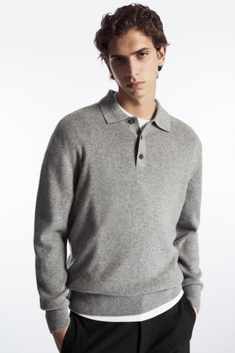 Polo COS Pure Cashmere Hombre Grises | 46925UCDS