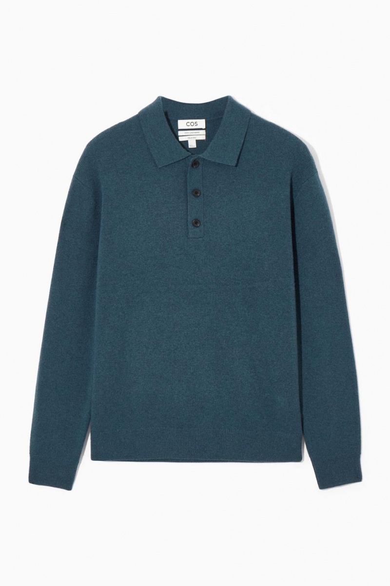 Polo COS Pure Cashmere Hombre Turquesa | 08439TCGU