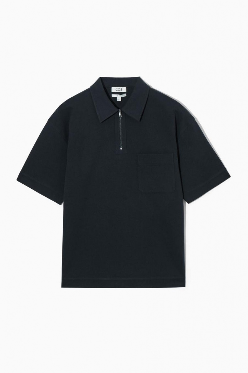 Polo COS Twill Half-zip Hombre Azul Marino | 16089UZOT