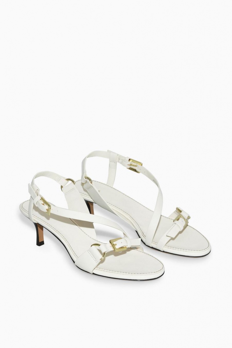 Sandalias COS Buckled Tiras Tacón Mujer Blancos | 48970XYHD