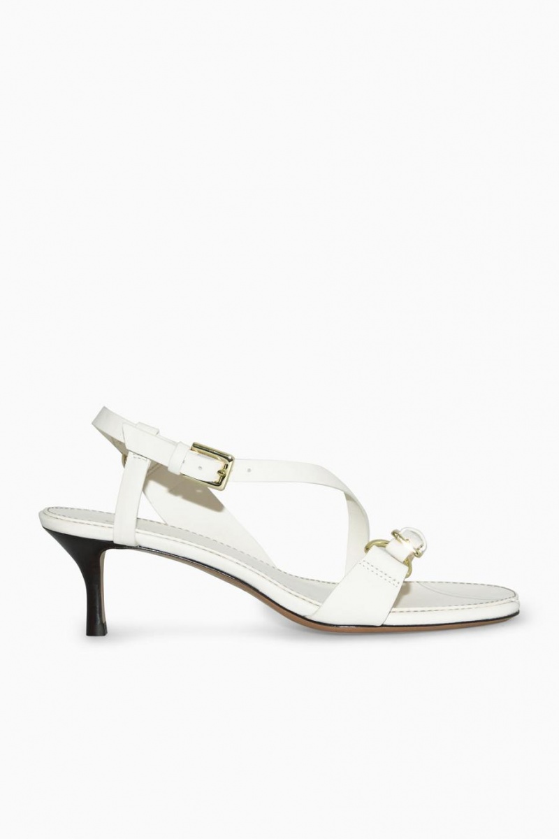 Sandalias COS Buckled Tiras Tacón Mujer Blancos | 48970XYHD