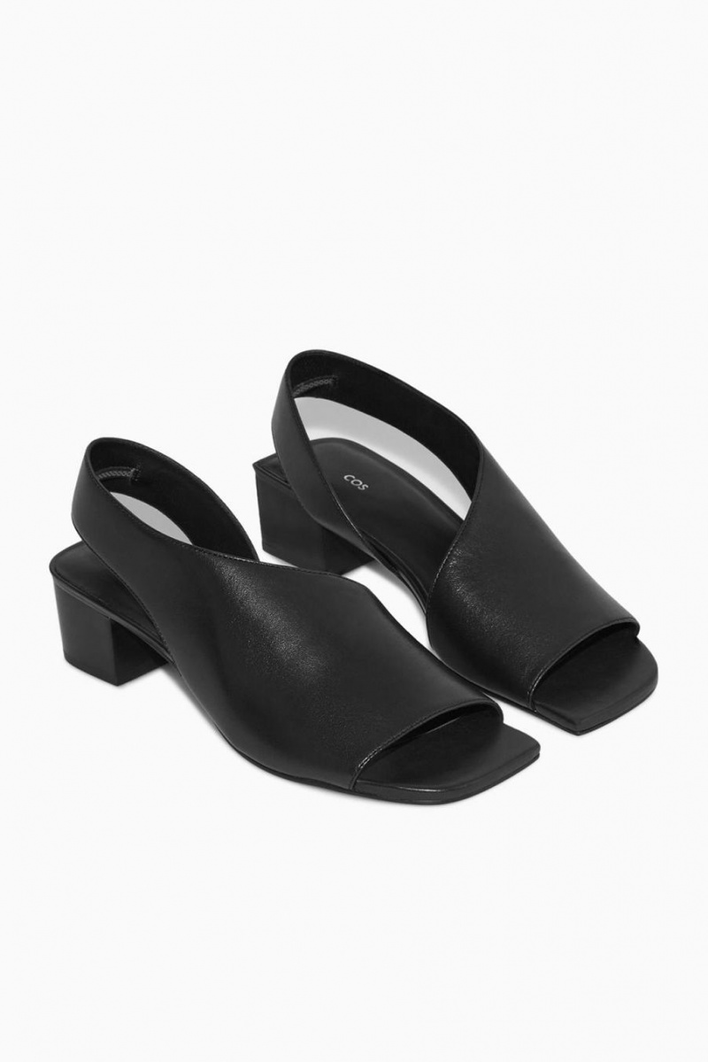 Sandalias COS Cuero Destalonadas Block-heel Mujer Negros | 73059NZSC