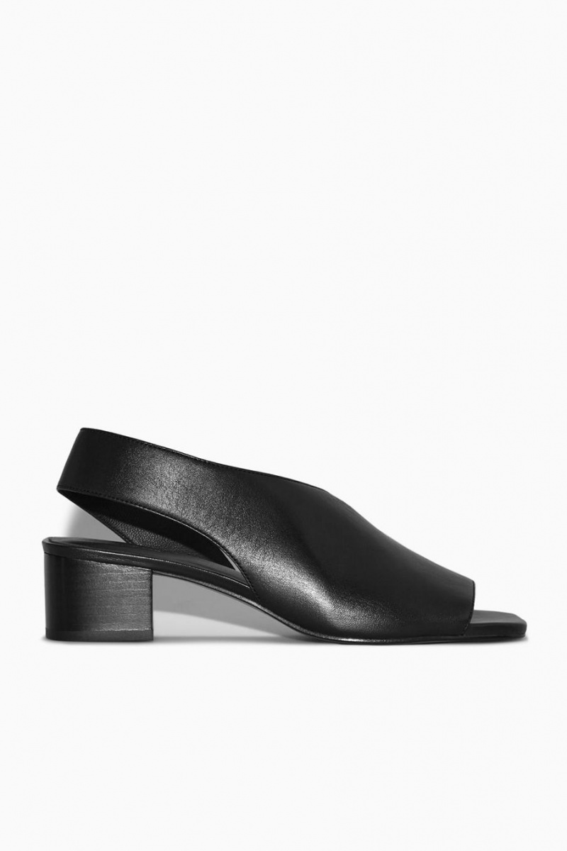 Sandalias COS Cuero Destalonadas Block-heel Mujer Negros | 73059NZSC