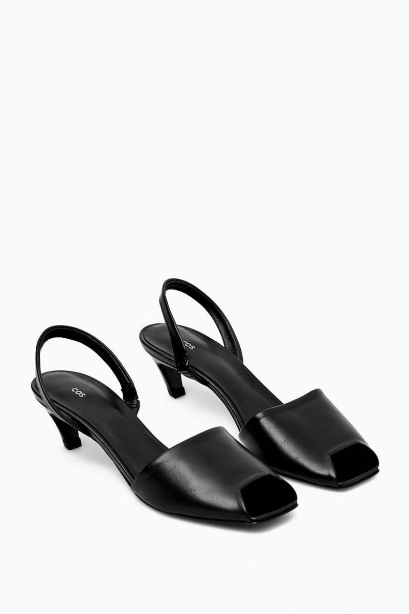 Sandalias COS Destalonadas Cuero Mujer Negros | 42386MLQW